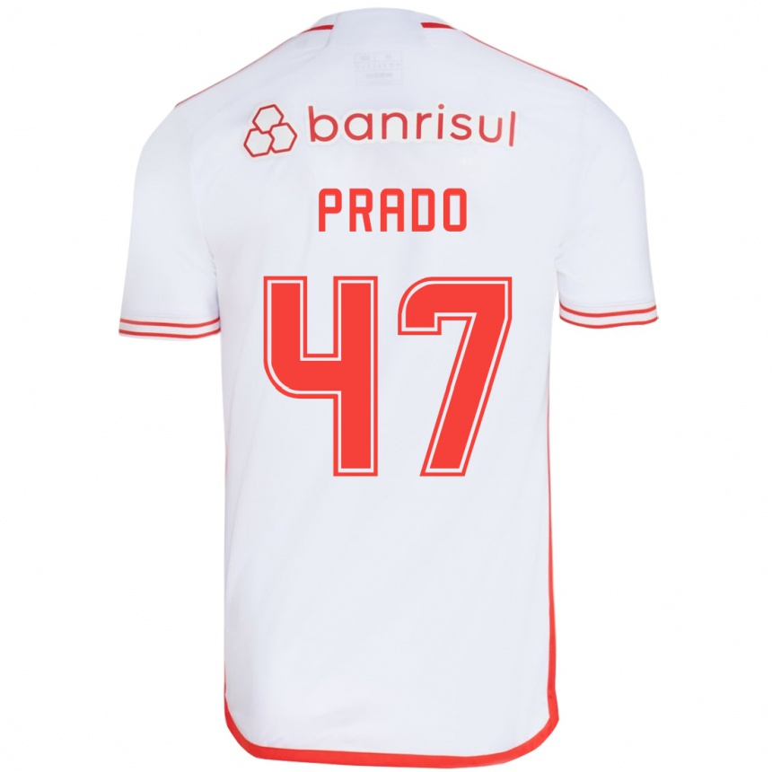 Kinder Fußball Gustavo Prado #47 Weiß Rot Auswärtstrikot Trikot 2024/25 T-Shirt Luxemburg