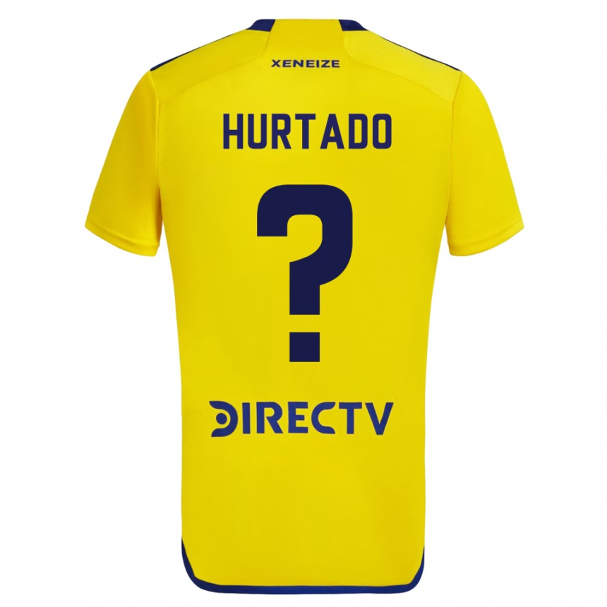 Kinder Fußball Jan Hurtado #0 Gelb Blau Auswärtstrikot Trikot 2024/25 T-Shirt Luxemburg