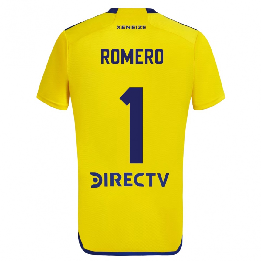 Kinder Fußball Sergio Romero #1 Gelb Blau Auswärtstrikot Trikot 2024/25 T-Shirt Luxemburg