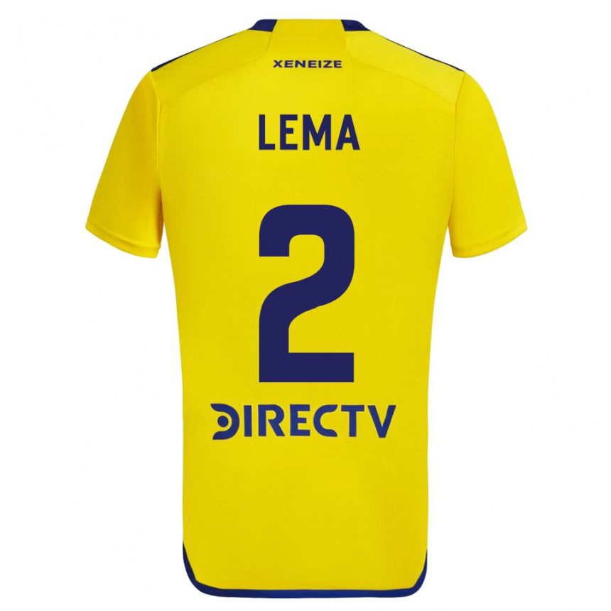 Kinder Fußball Cristian Lema #2 Gelb Blau Auswärtstrikot Trikot 2024/25 T-Shirt Luxemburg