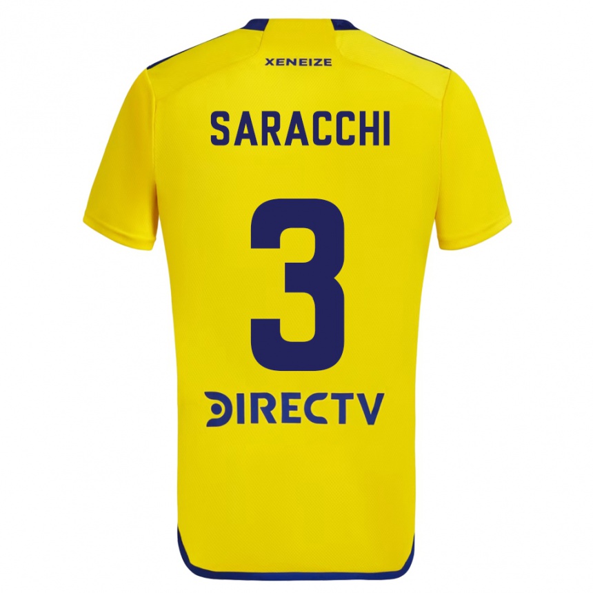 Kinder Fußball Marcelo Saracchi #3 Gelb Blau Auswärtstrikot Trikot 2024/25 T-Shirt Luxemburg