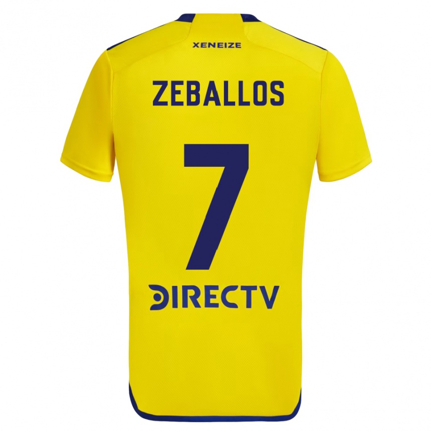 Kinder Fußball Exequiel Zeballos #7 Gelb Blau Auswärtstrikot Trikot 2024/25 T-Shirt Luxemburg