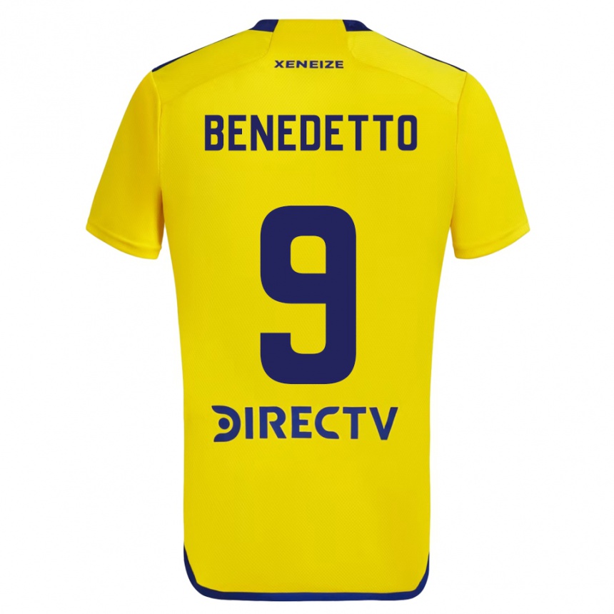 Kinder Fußball Darío Benedetto #9 Gelb Blau Auswärtstrikot Trikot 2024/25 T-Shirt Luxemburg