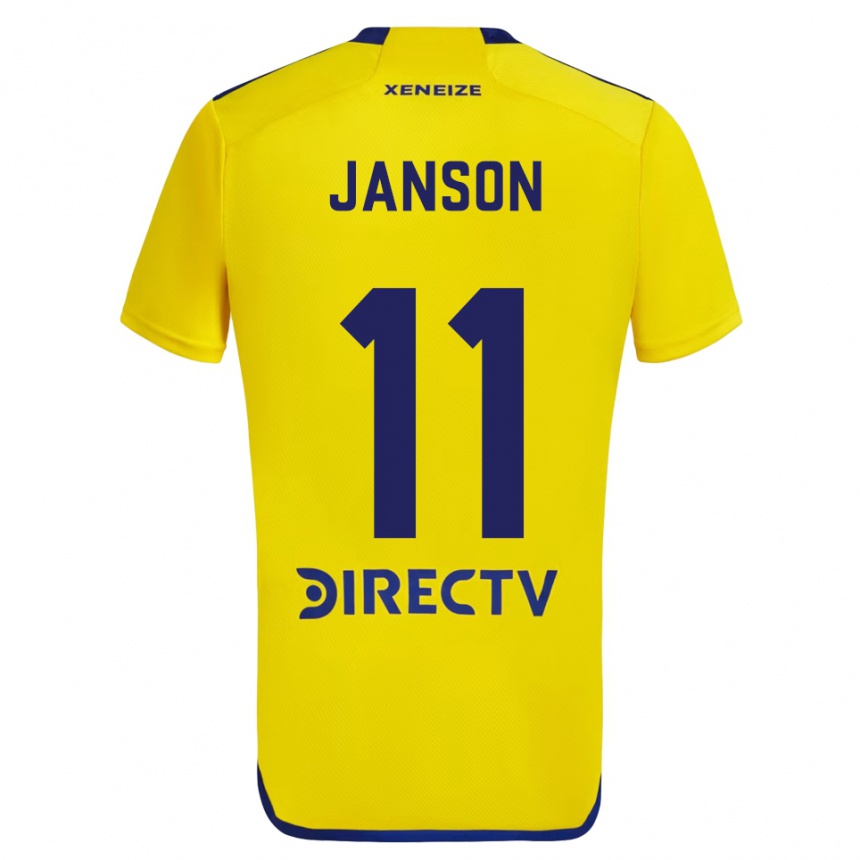 Kinder Fußball Lucas Janson #11 Gelb Blau Auswärtstrikot Trikot 2024/25 T-Shirt Luxemburg