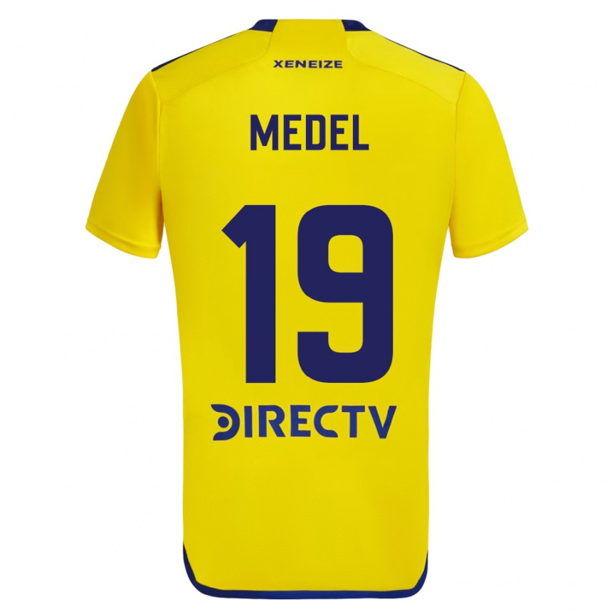 Kinder Fußball Gary Medel #19 Gelb Blau Auswärtstrikot Trikot 2024/25 T-Shirt Luxemburg