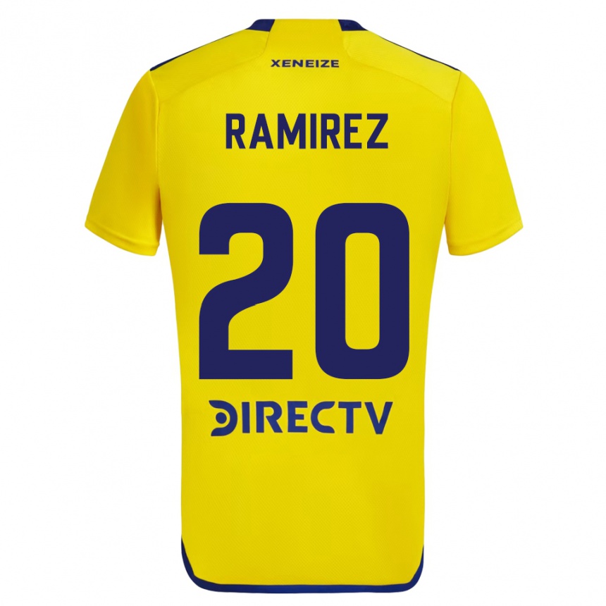 Kinder Fußball Juan Ramírez #20 Gelb Blau Auswärtstrikot Trikot 2024/25 T-Shirt Luxemburg