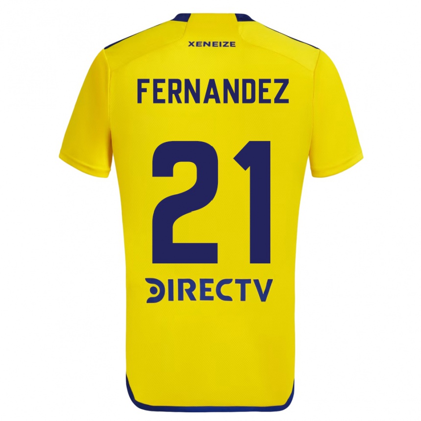 Kinder Fußball Ezequiel Fernández #21 Gelb Blau Auswärtstrikot Trikot 2024/25 T-Shirt Luxemburg