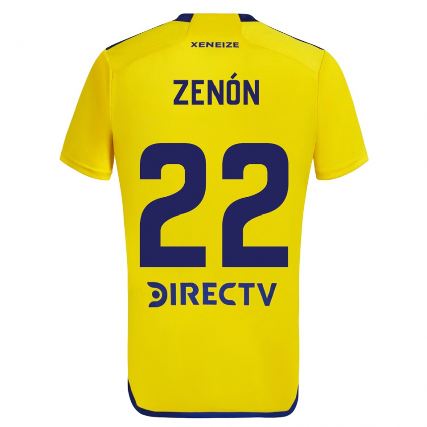 Kinder Fußball Kevin Zenón #22 Gelb Blau Auswärtstrikot Trikot 2024/25 T-Shirt Luxemburg