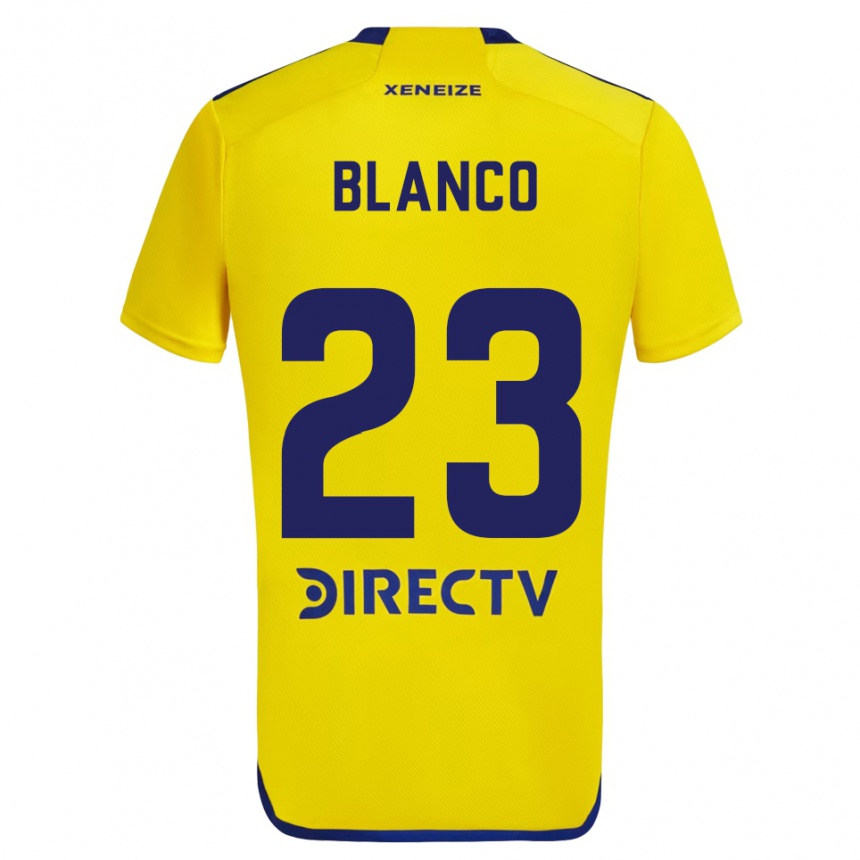 Kinder Fußball Lautaro Blanco #23 Gelb Blau Auswärtstrikot Trikot 2024/25 T-Shirt Luxemburg