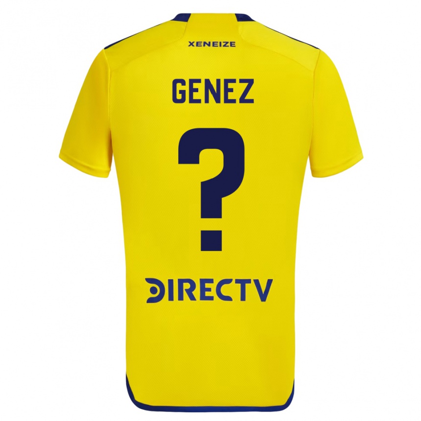 Kinder Fußball Nahuel Génez #0 Gelb Blau Auswärtstrikot Trikot 2024/25 T-Shirt Luxemburg