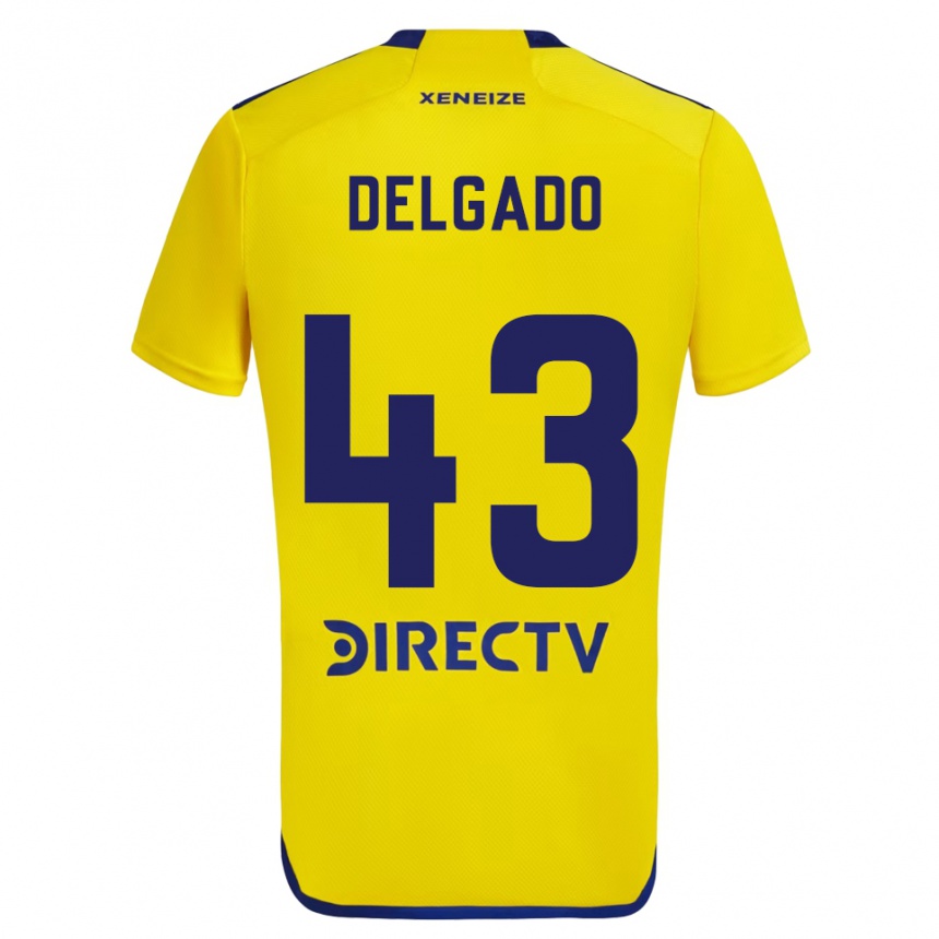 Kinder Fußball Milton Delgado #43 Gelb Blau Auswärtstrikot Trikot 2024/25 T-Shirt Luxemburg