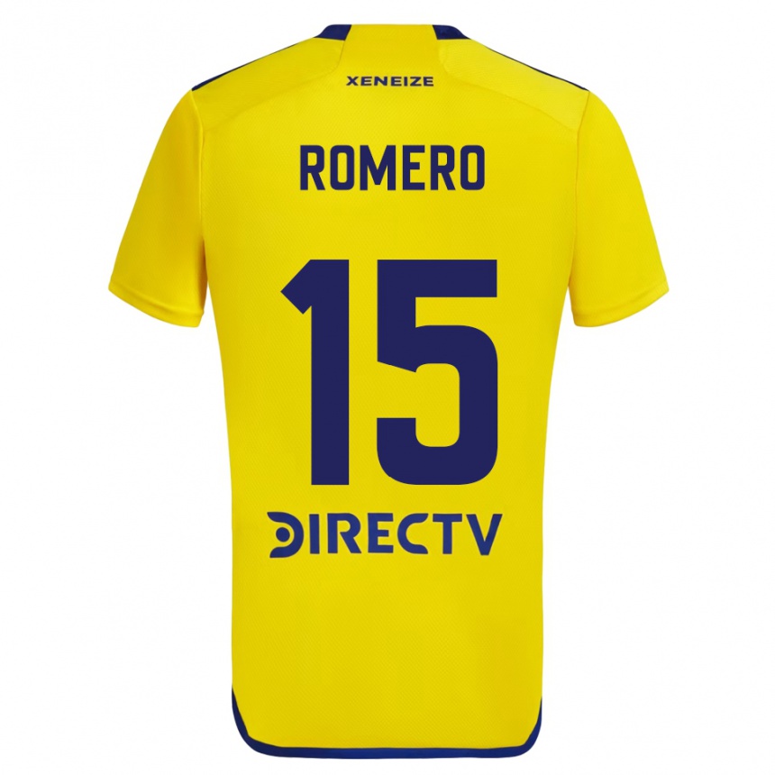 Kinder Fußball Alejo Romero #15 Gelb Blau Auswärtstrikot Trikot 2024/25 T-Shirt Luxemburg