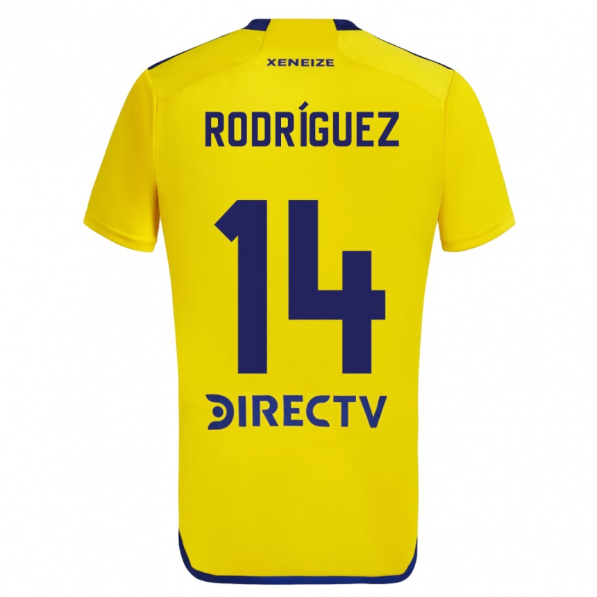 Kinder Fußball Isaías Rodríguez #14 Gelb Blau Auswärtstrikot Trikot 2024/25 T-Shirt Luxemburg