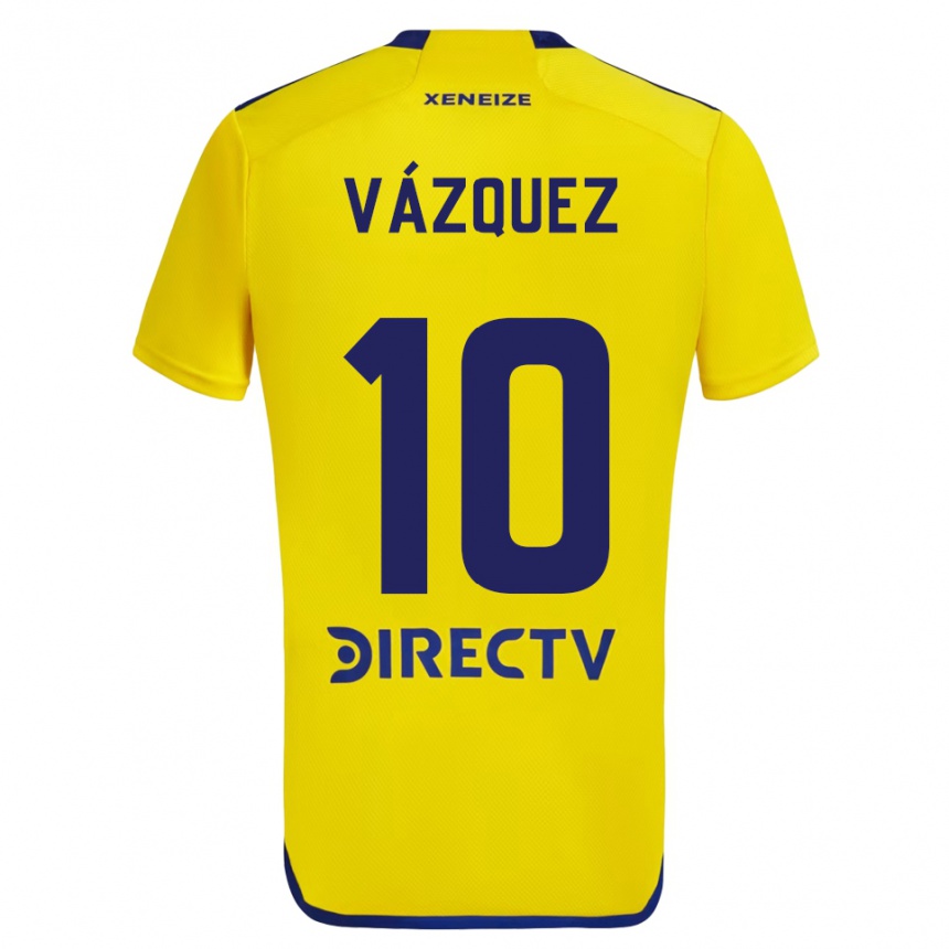 Kinder Fußball Lucas Vázquez #10 Gelb Blau Auswärtstrikot Trikot 2024/25 T-Shirt Luxemburg