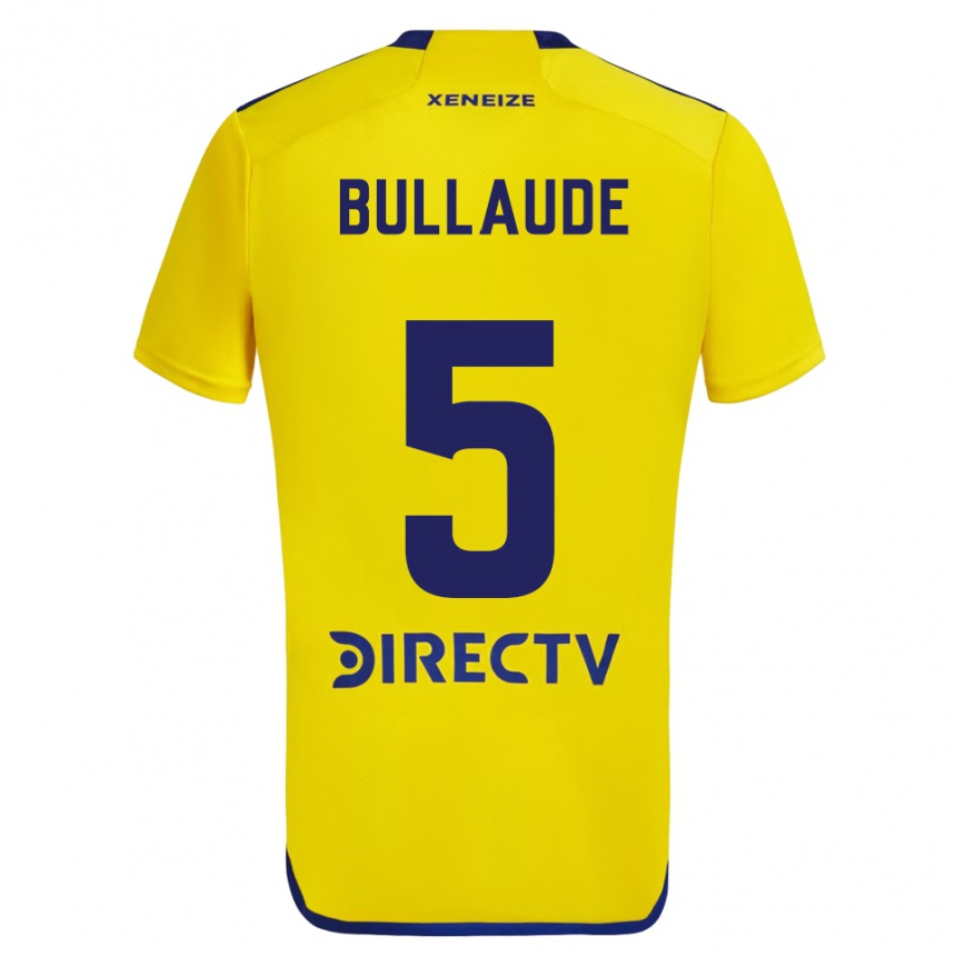 Kinder Fußball Ezequiel Bullaude #5 Gelb Blau Auswärtstrikot Trikot 2024/25 T-Shirt Luxemburg