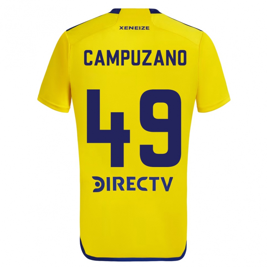 Kinder Fußball Jorman Campuzano #49 Gelb Blau Auswärtstrikot Trikot 2024/25 T-Shirt Luxemburg