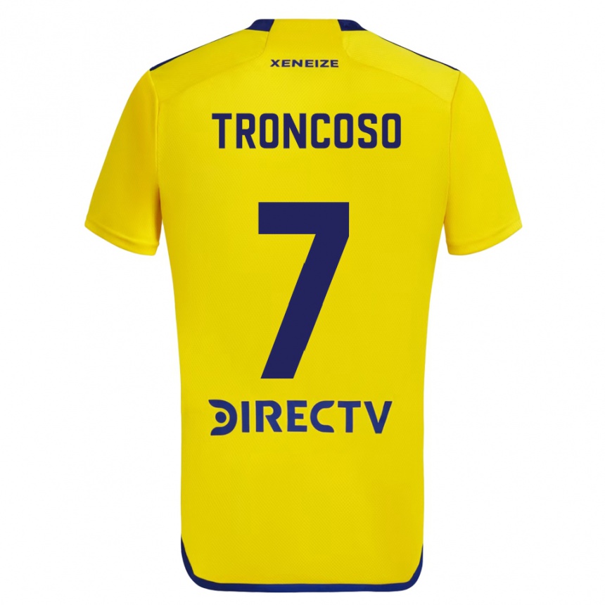 Kinder Fußball Carolina Troncoso #7 Gelb Blau Auswärtstrikot Trikot 2024/25 T-Shirt Luxemburg