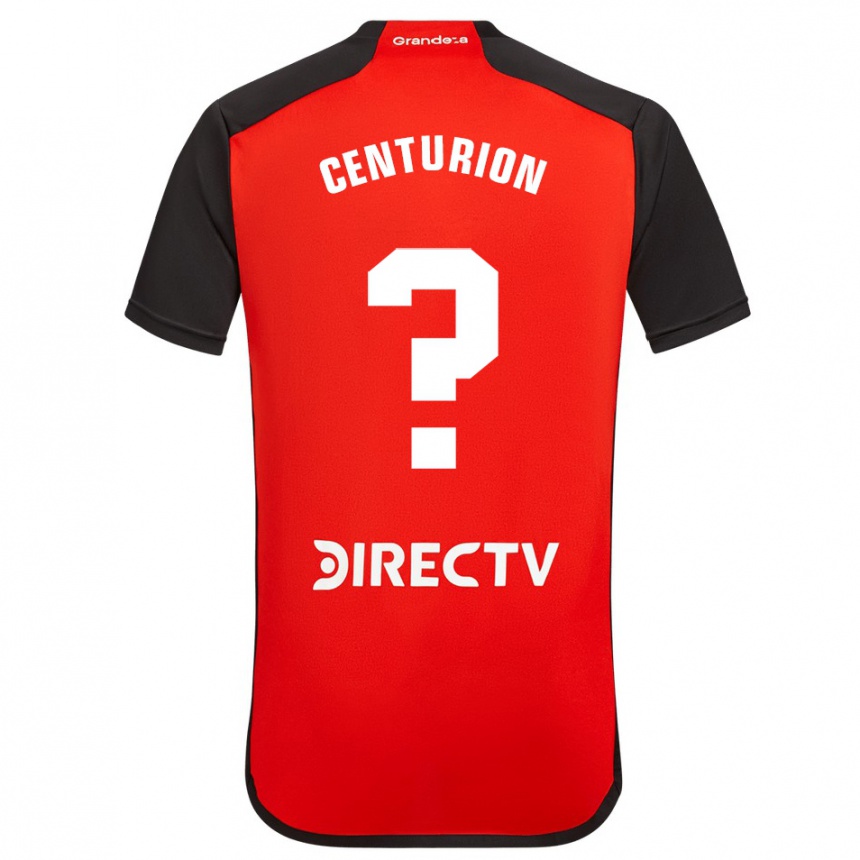 Kinder Fußball Ezequiel Centurión #0 Rot Schwarz Weiß Auswärtstrikot Trikot 2024/25 T-Shirt Luxemburg