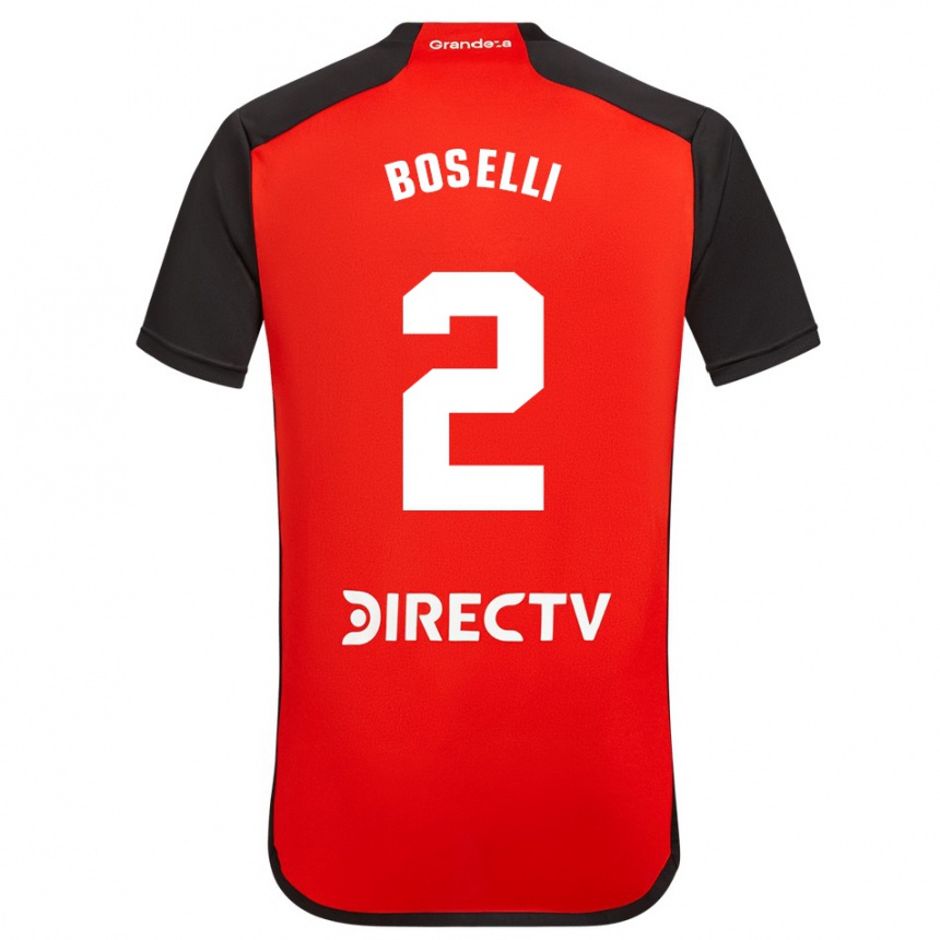 Kinder Fußball Sebastián Boselli #2 Rot Schwarz Weiß Auswärtstrikot Trikot 2024/25 T-Shirt Luxemburg