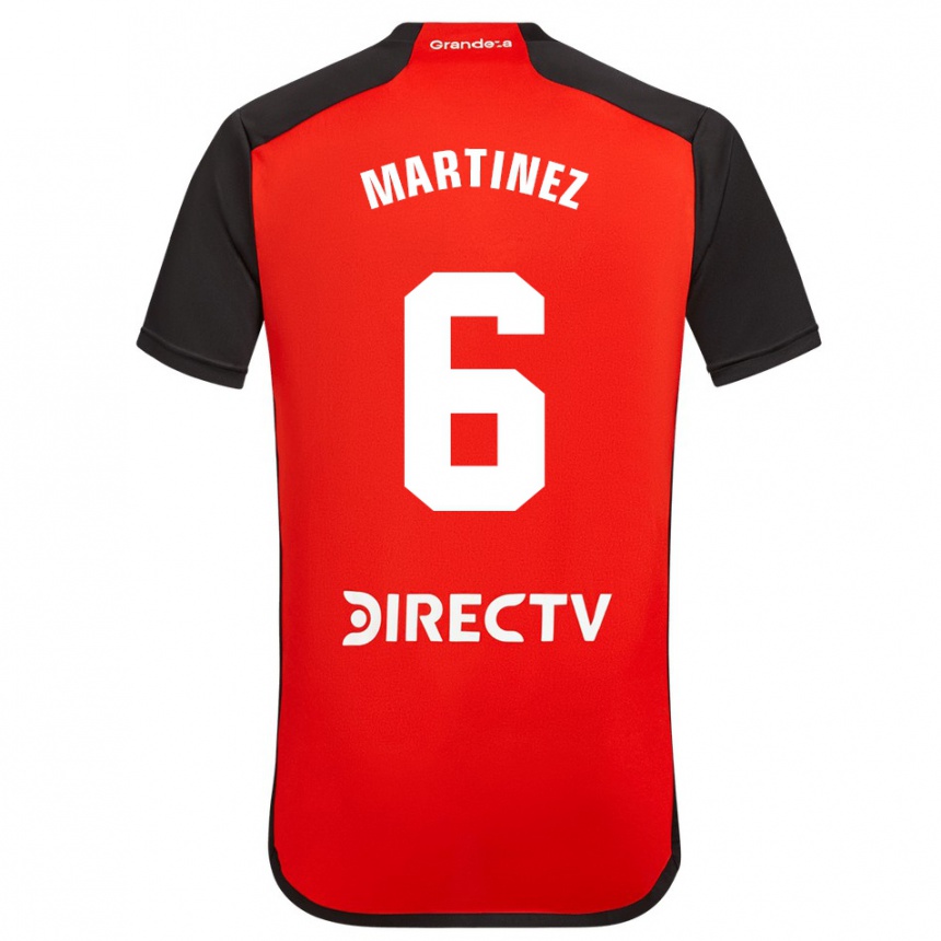 Kinder Fußball David Martínez #6 Rot Schwarz Weiß Auswärtstrikot Trikot 2024/25 T-Shirt Luxemburg