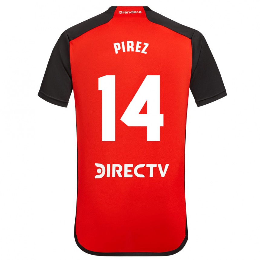 Kinder Fußball Leandro González Pírez #14 Rot Schwarz Weiß Auswärtstrikot Trikot 2024/25 T-Shirt Luxemburg