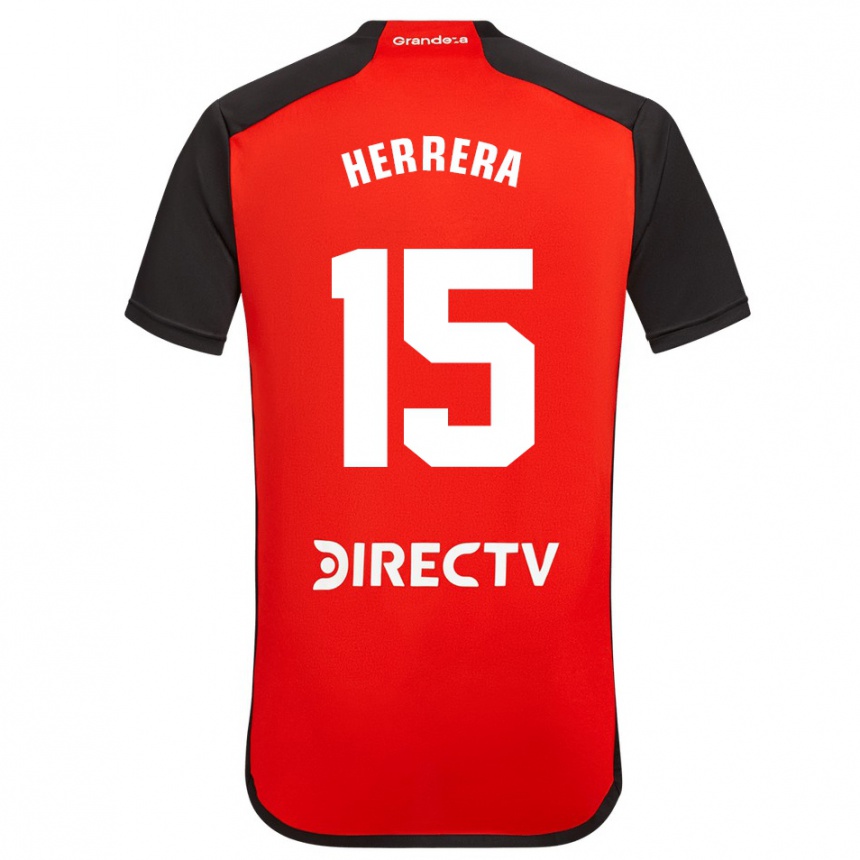 Kinder Fußball Andrés Herrera #15 Rot Schwarz Weiß Auswärtstrikot Trikot 2024/25 T-Shirt Luxemburg