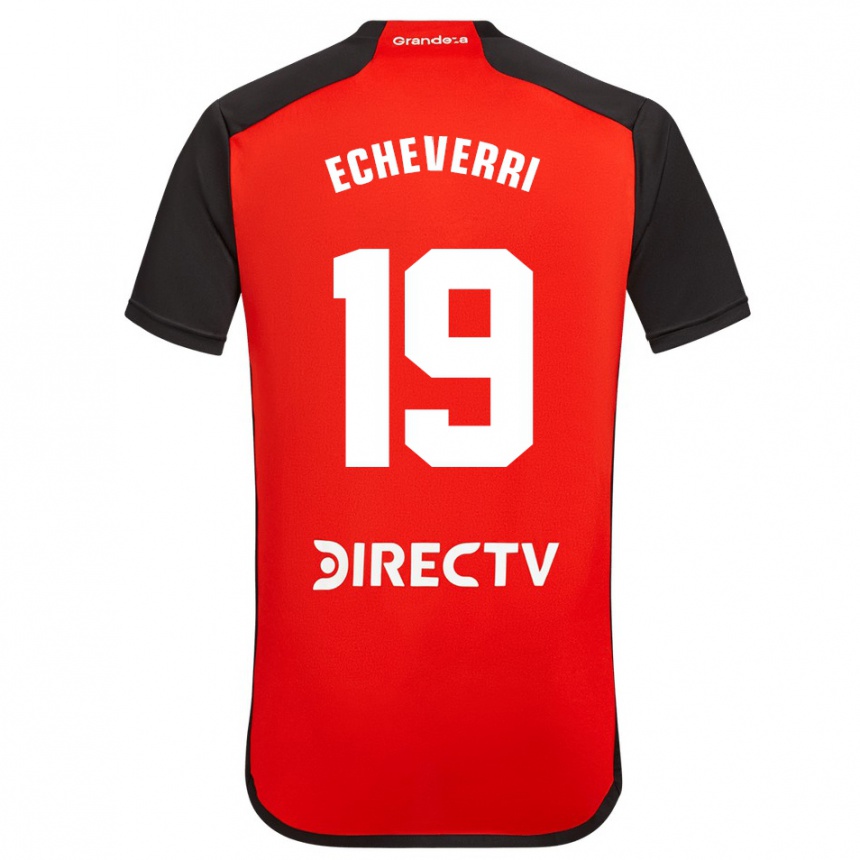 Kinder Fußball Claudio Echeverri #19 Rot Schwarz Weiß Auswärtstrikot Trikot 2024/25 T-Shirt Luxemburg