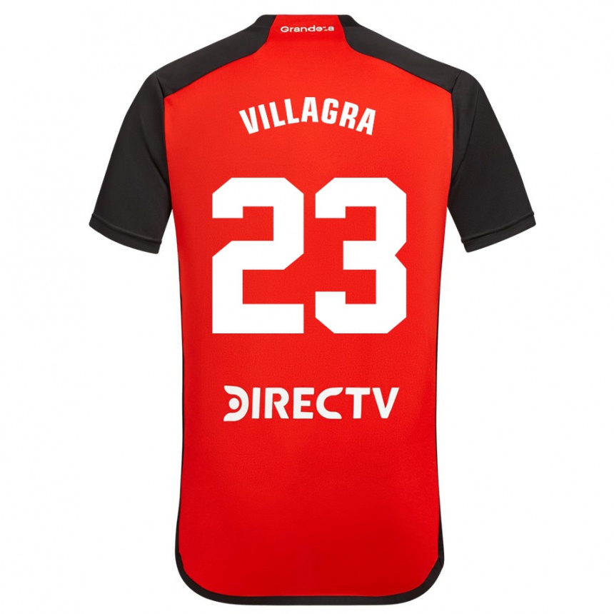 Kinder Fußball Rodrigo Villagra #23 Rot Schwarz Weiß Auswärtstrikot Trikot 2024/25 T-Shirt Luxemburg