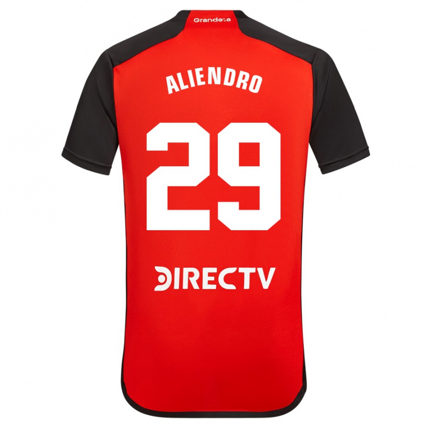 Kinder Fußball Rodrigo Aliendro #29 Rot Schwarz Weiß Auswärtstrikot Trikot 2024/25 T-Shirt Luxemburg