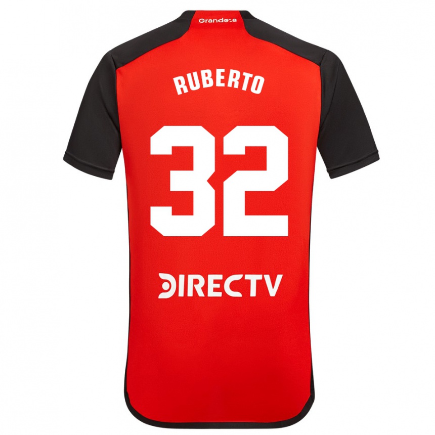 Kinder Fußball Agustín Ruberto #32 Rot Schwarz Weiß Auswärtstrikot Trikot 2024/25 T-Shirt Luxemburg