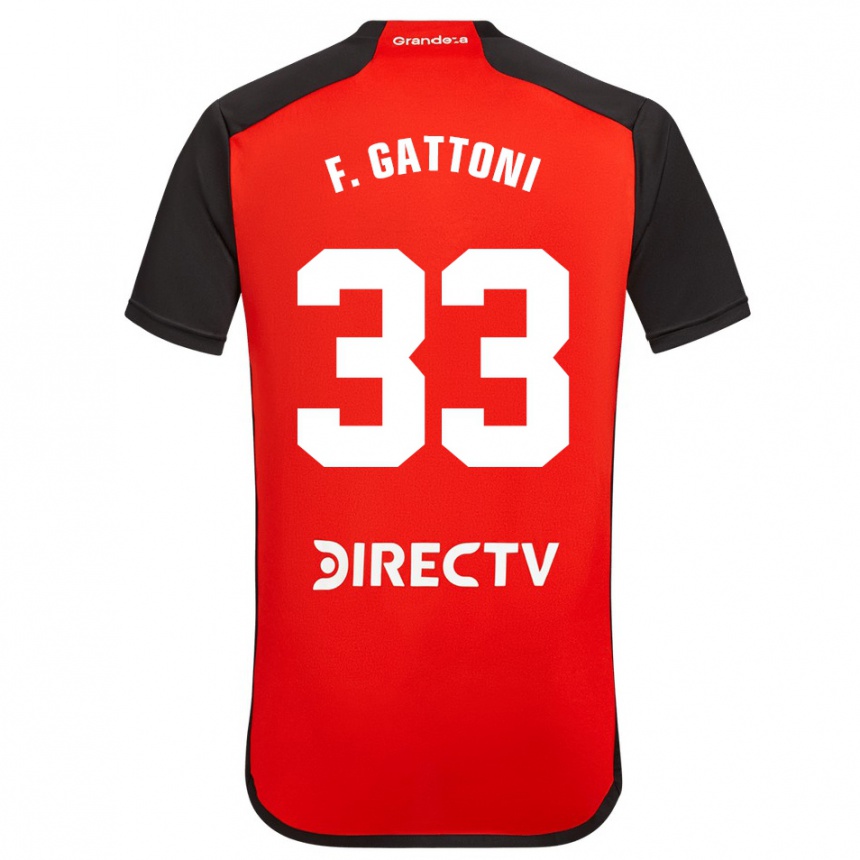 Kinder Fußball Federico Gattoni #33 Rot Schwarz Weiß Auswärtstrikot Trikot 2024/25 T-Shirt Luxemburg