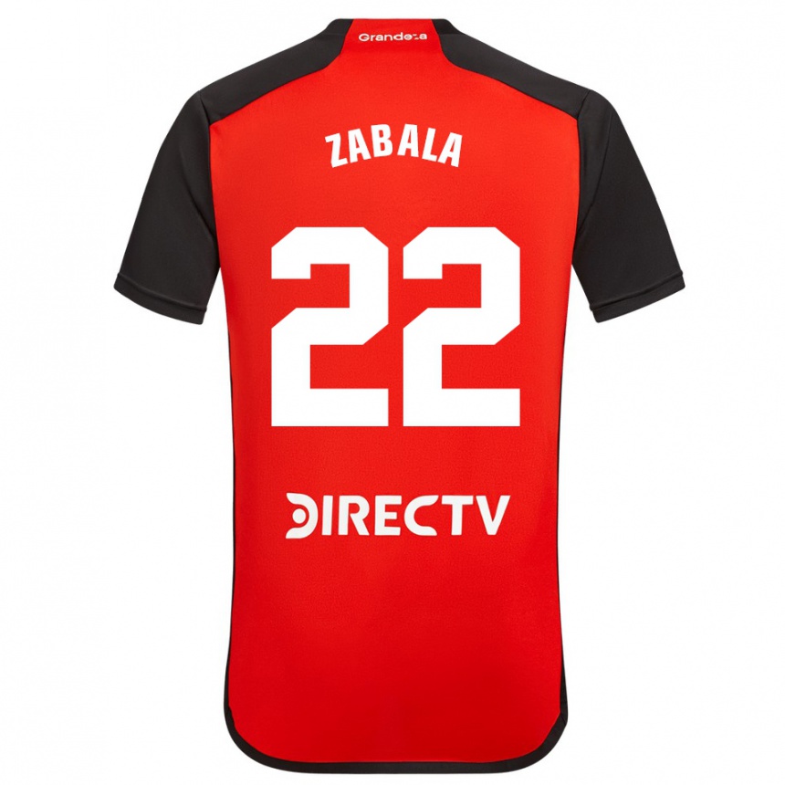 Kinder Fußball Daniel Zabala #22 Rot Schwarz Weiß Auswärtstrikot Trikot 2024/25 T-Shirt Luxemburg