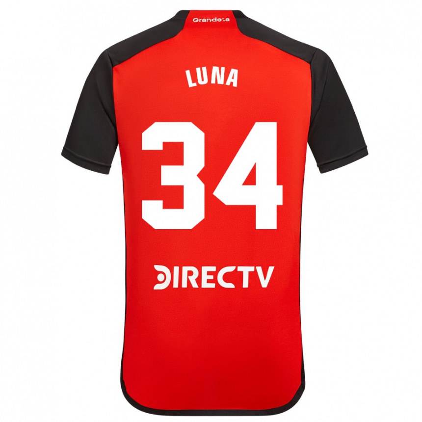 Kinder Fußball Jonás Luna #34 Rot Schwarz Weiß Auswärtstrikot Trikot 2024/25 T-Shirt Luxemburg