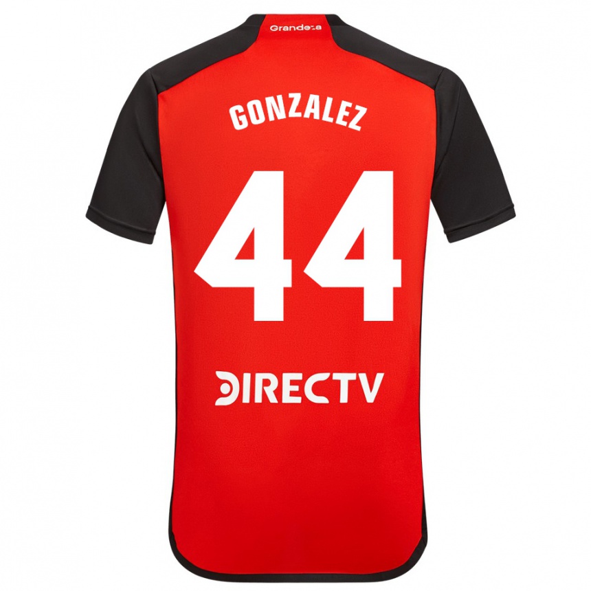 Kinder Fußball Alexis González #44 Rot Schwarz Weiß Auswärtstrikot Trikot 2024/25 T-Shirt Luxemburg