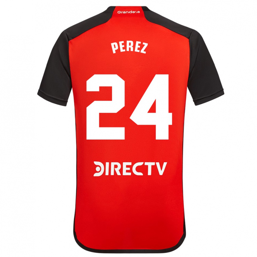 Kinder Fußball Enzo Pérez #24 Rot Schwarz Weiß Auswärtstrikot Trikot 2024/25 T-Shirt Luxemburg