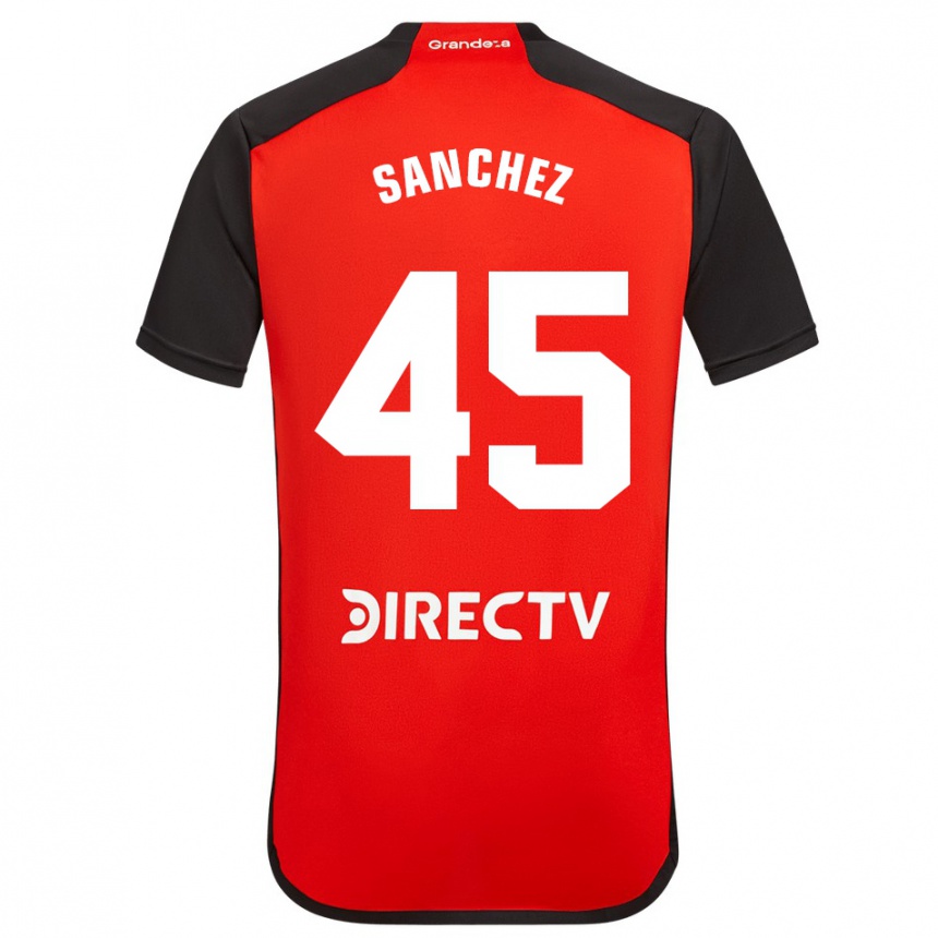 Kinder Fußball Sebastián Sánchez #45 Rot Schwarz Weiß Auswärtstrikot Trikot 2024/25 T-Shirt Luxemburg