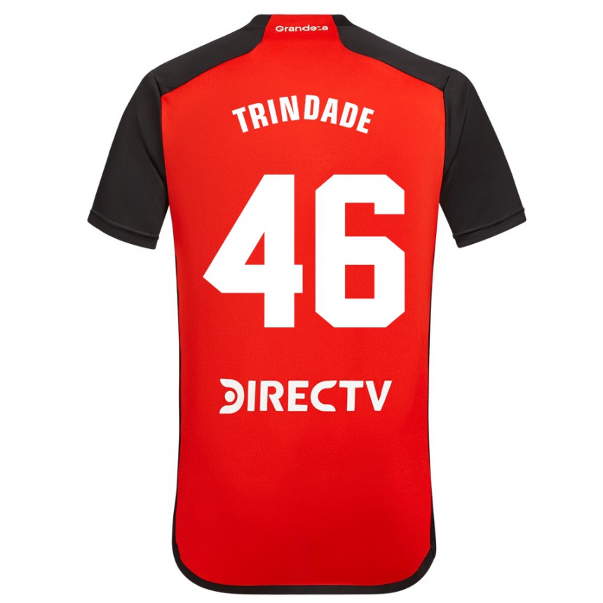 Kinder Fußball Gonzalo Trindade #46 Rot Schwarz Weiß Auswärtstrikot Trikot 2024/25 T-Shirt Luxemburg