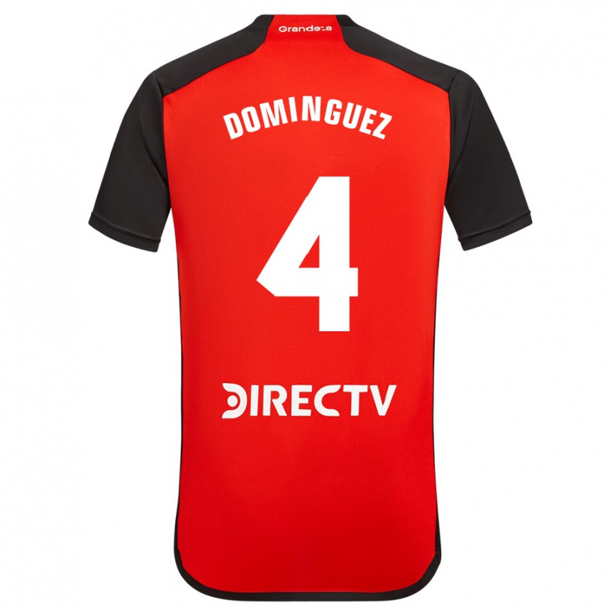 Kinder Fußball Evelyn Sofía Domínguez #4 Rot Schwarz Weiß Auswärtstrikot Trikot 2024/25 T-Shirt Luxemburg