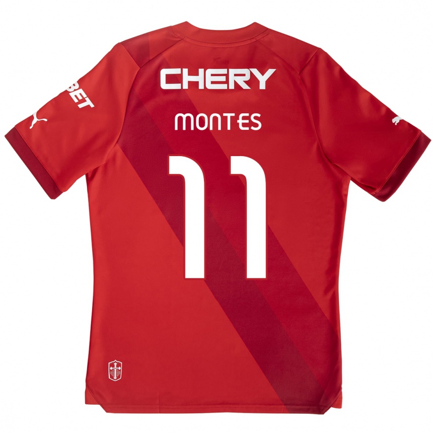 Kinder Fußball Clemente Montes #11 Rot-Weiss Auswärtstrikot Trikot 2024/25 T-Shirt Luxemburg