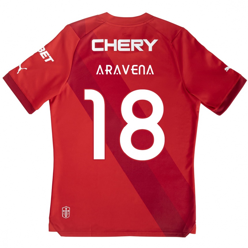 Kinder Fußball Alexander Aravena #18 Rot-Weiss Auswärtstrikot Trikot 2024/25 T-Shirt Luxemburg