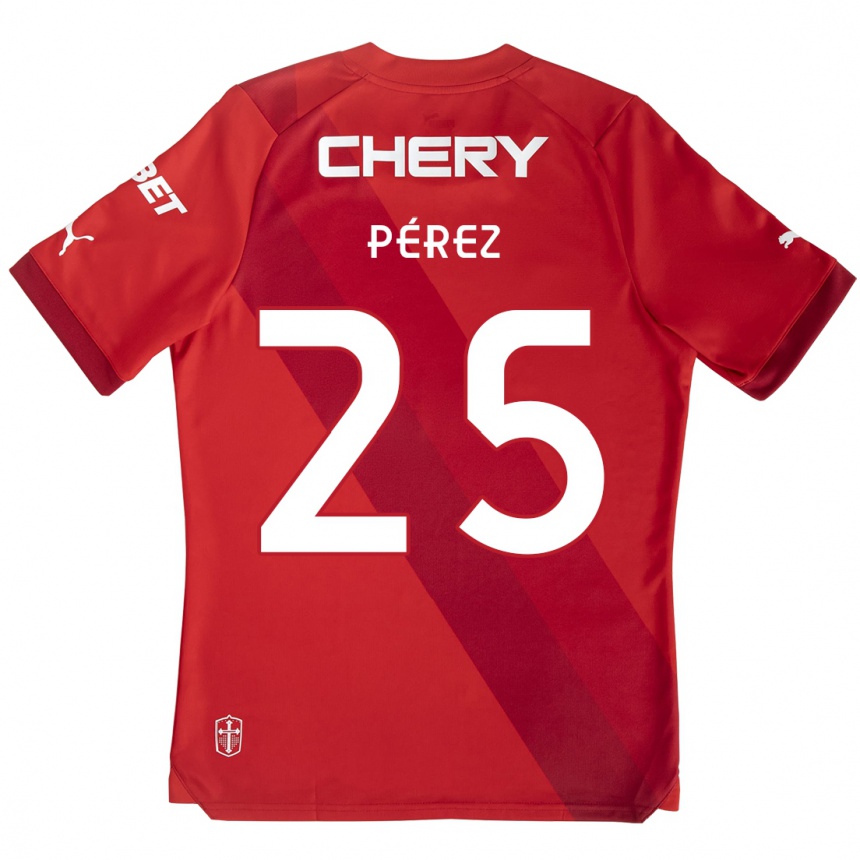 Kinder Fußball Sebastián Pérez #25 Rot-Weiss Auswärtstrikot Trikot 2024/25 T-Shirt Luxemburg