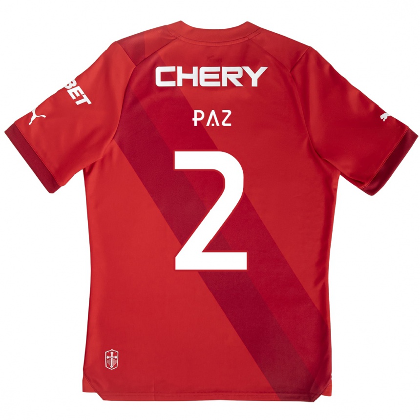 Kinder Fußball Nehuén Paz #2 Rot-Weiss Auswärtstrikot Trikot 2024/25 T-Shirt Luxemburg