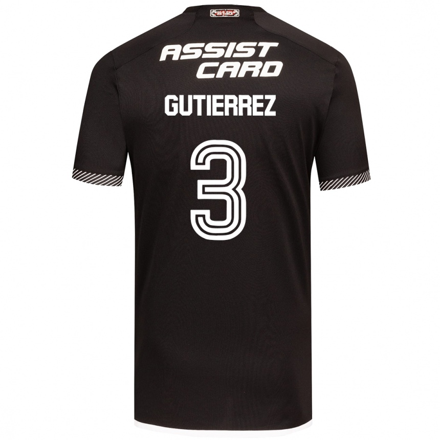 Kinder Fußball Daniel Gutiérrez #3 Schwarz-Weiss Auswärtstrikot Trikot 2024/25 T-Shirt Luxemburg