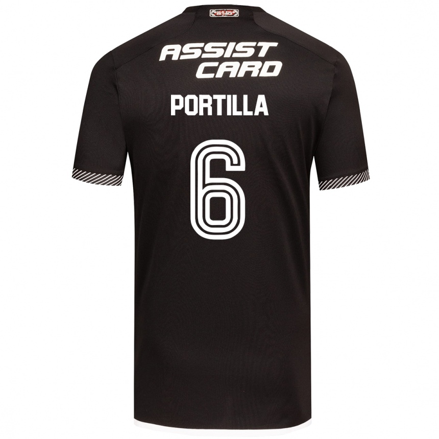 Kinder Fußball Dylan Portilla #6 Schwarz-Weiss Auswärtstrikot Trikot 2024/25 T-Shirt Luxemburg