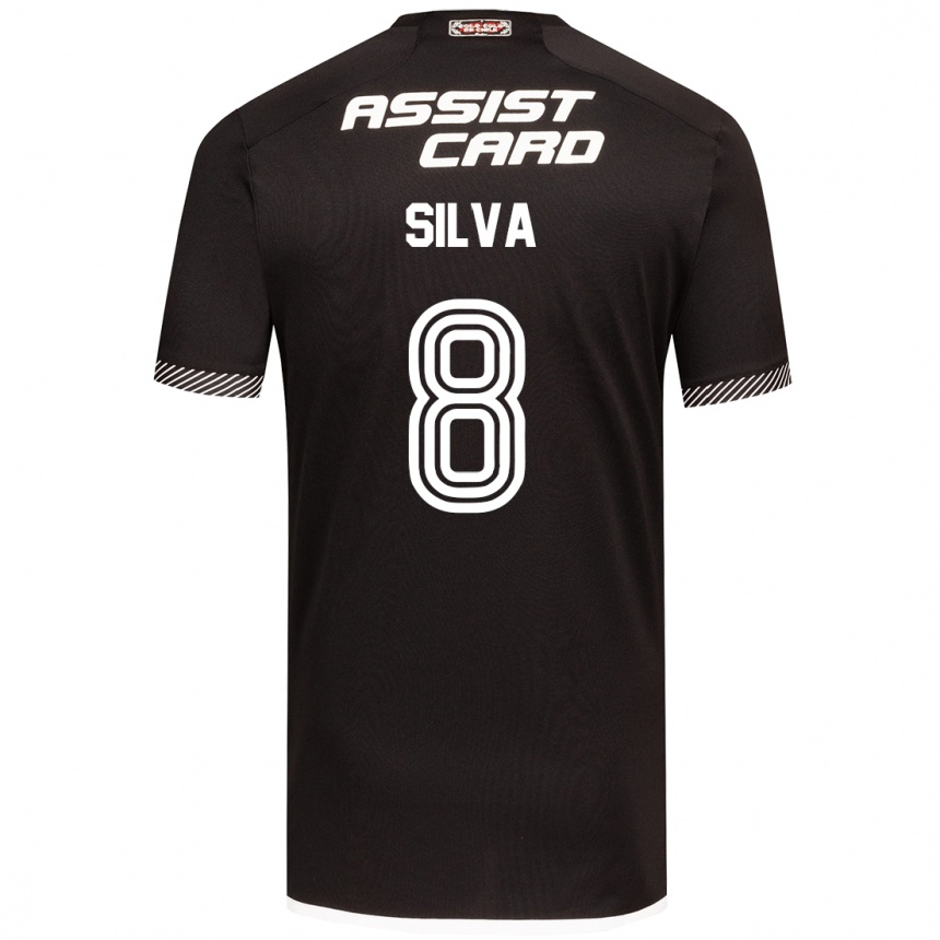 Kinder Fußball Bastián Silva #8 Schwarz-Weiss Auswärtstrikot Trikot 2024/25 T-Shirt Luxemburg