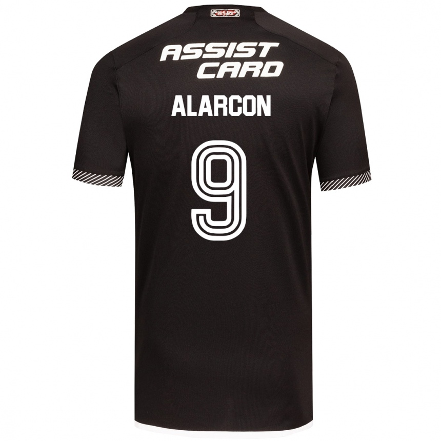 Kinder Fußball Cristian Alarcón #9 Schwarz-Weiss Auswärtstrikot Trikot 2024/25 T-Shirt Luxemburg