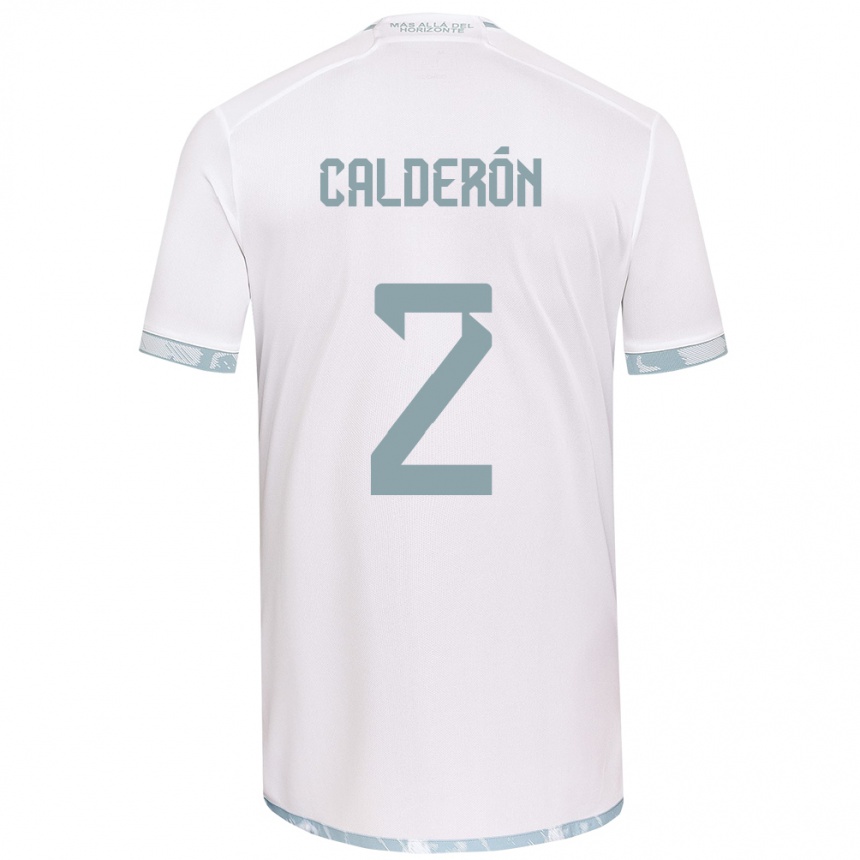 Kinder Fußball Franco Calderón #2 Weiß Grau Auswärtstrikot Trikot 2024/25 T-Shirt Luxemburg