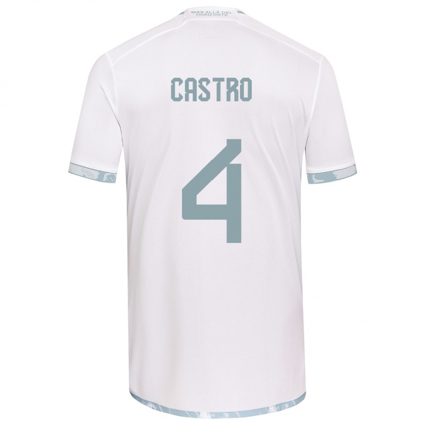 Kinder Fußball José Ignacio Castro #4 Weiß Grau Auswärtstrikot Trikot 2024/25 T-Shirt Luxemburg