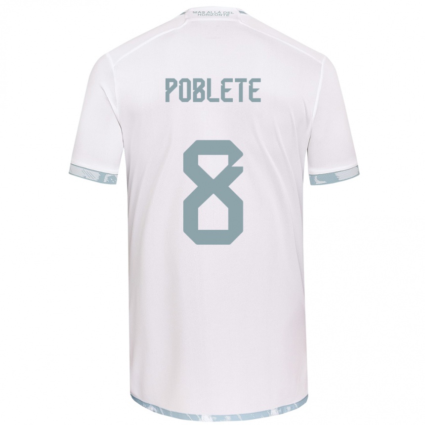 Kinder Fußball Israel Poblete #8 Weiß Grau Auswärtstrikot Trikot 2024/25 T-Shirt Luxemburg