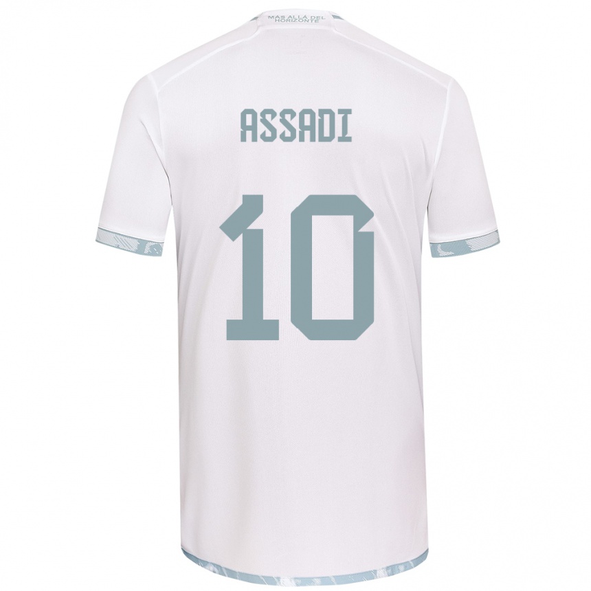 Kinder Fußball Lucas Assadi #10 Weiß Grau Auswärtstrikot Trikot 2024/25 T-Shirt Luxemburg